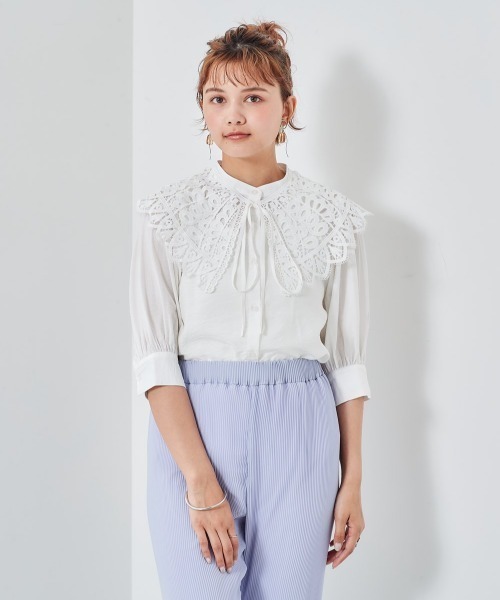 cepo（セポ）の「レース付け襟　パフブラウス　※２ＷＡＹ（シャツ/ブラウス・レディース・ブラック/ベージュ/オフホワイト・M）」の16枚目の写真