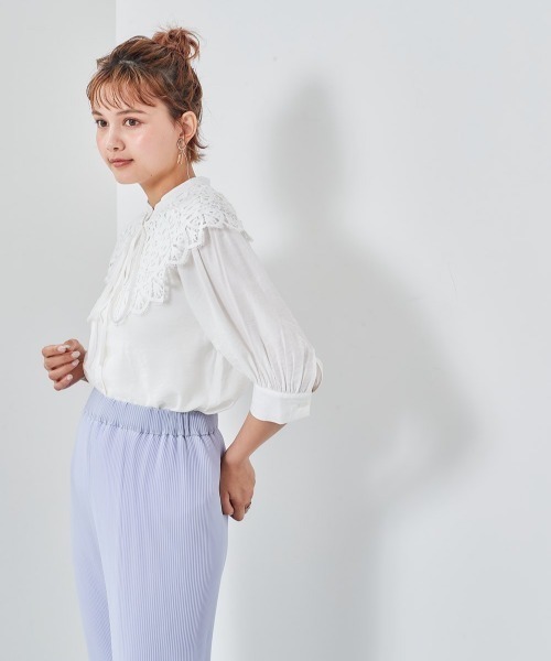 cepo（セポ）の「レース付け襟　パフブラウス　※２ＷＡＹ（シャツ/ブラウス・レディース・ブラック/ベージュ/オフホワイト・M）」の13枚目の写真