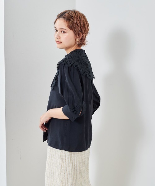 cepo（セポ）の「レース付け襟　パフブラウス　※２ＷＡＹ（シャツ/ブラウス・レディース・ブラック/ベージュ/オフホワイト・M）」の8枚目の写真