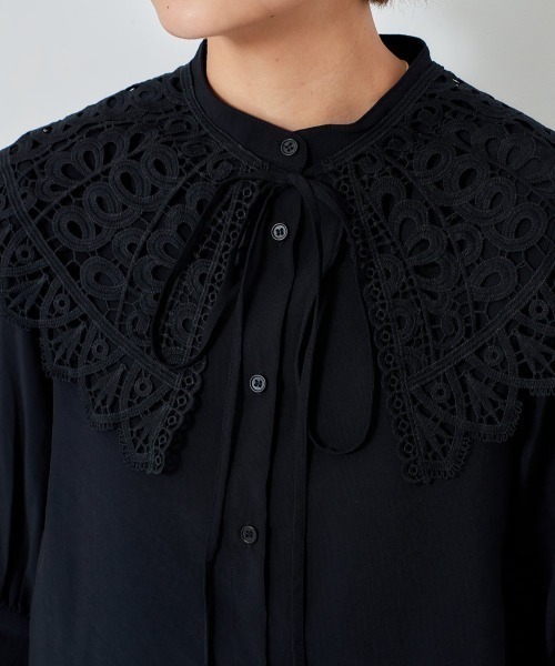 cepo（セポ）の「レース付け襟　パフブラウス　※２ＷＡＹ（シャツ/ブラウス・レディース・ブラック/ベージュ/オフホワイト・M）」の14枚目の写真