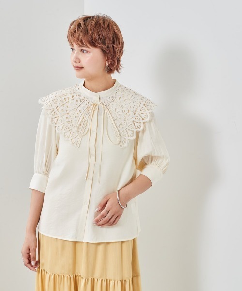 cepo（セポ）の「レース付け襟　パフブラウス　※２ＷＡＹ（シャツ/ブラウス・レディース・ブラック/ベージュ/オフホワイト・M）」の22枚目の写真
