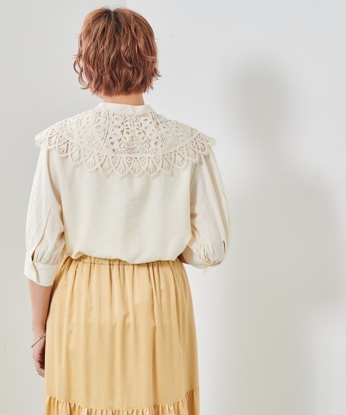 cepo（セポ）の「レース付け襟　パフブラウス　※２ＷＡＹ（シャツ/ブラウス・レディース・ブラック/ベージュ/オフホワイト・M）」の9枚目の写真