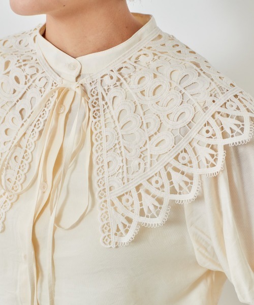 cepo（セポ）の「レース付け襟　パフブラウス　※２ＷＡＹ（シャツ/ブラウス・レディース・ブラック/ベージュ/オフホワイト・M）」の18枚目の写真
