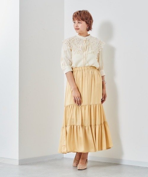 cepo（セポ）の「レース付け襟　パフブラウス　※２ＷＡＹ（シャツ/ブラウス・レディース・ブラック/ベージュ/オフホワイト・M）」の12枚目の写真