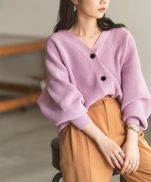 titivate | 釦付きﾜｯﾌﾙﾆｯﾄVﾈｯｸｶｰﾃﾞｨｶﾞﾝ(カーディガン/ボレロ)