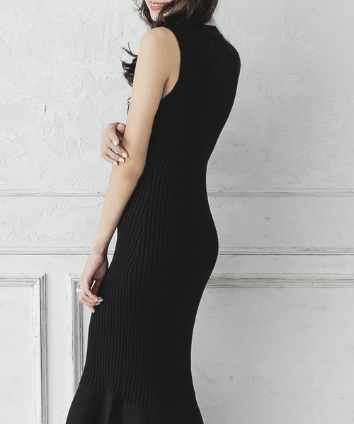 Julia Boutique（ジュリアブティック）の「スリーブレスマーメイドニットロングワンピース/21533（ワンピース・レディース・ブラック/ベージュ/ブラウン/ボルドー/ラベンダー/アイボリー/ピンク・LONG）」の10枚目の写真
