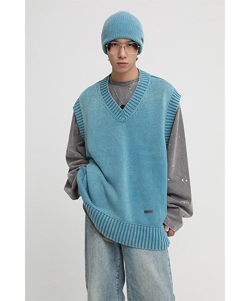 MASONPRINCE（メイソンプリンス）の「【MASONPRINCE】Oversized 5 color cotton knit vest BM2206（ニット/セーター・メンズ・ダークグレー/グレー/アイボリー/カーキ/ライトブルー・L/M/S）」の5枚目の写真