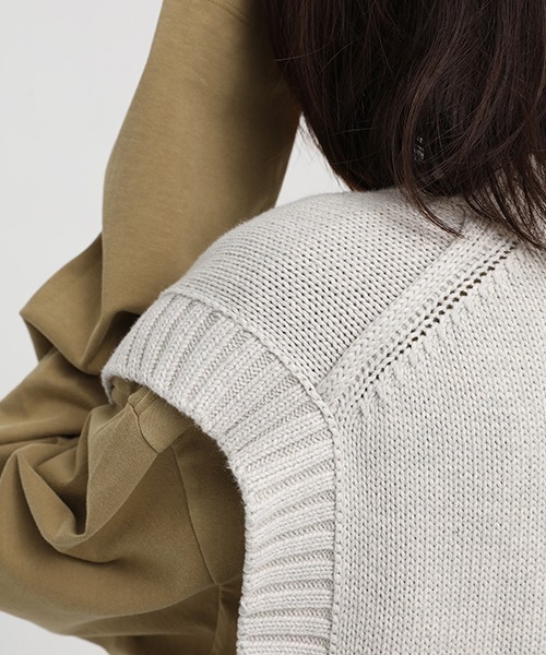 MASONPRINCE（メイソンプリンス）の「【MASONPRINCE】Oversized 5 color cotton knit vest BM2206（ニット/セーター・メンズ・ダークグレー/グレー/アイボリー/カーキ/ライトブルー・L/M/S）」の18枚目の写真