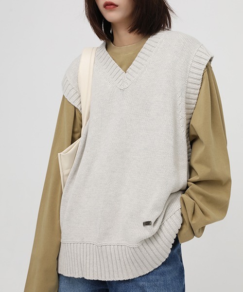 MASONPRINCE（メイソンプリンス）の「【MASONPRINCE】Oversized 5 color cotton knit vest BM2206（ニット/セーター・メンズ・ダークグレー/グレー/アイボリー/カーキ/ライトブルー・L/M/S）」の17枚目の写真