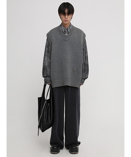 MASONPRINCE（メイソンプリンス）の「【MASONPRINCE】Oversized 5 color cotton knit vest BM2206（ニット/セーター・メンズ・ダークグレー/グレー/アイボリー/カーキ/ライトブルー・L/M/S）」の6枚目の写真