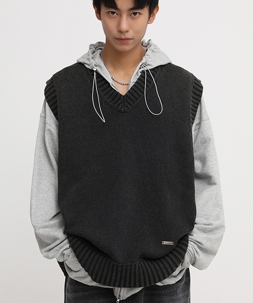 MASONPRINCE（メイソンプリンス）の「【MASONPRINCE】Oversized 5 color cotton knit vest BM2206（ニット/セーター・メンズ・ダークグレー/グレー/アイボリー/カーキ/ライトブルー・L/M/S）」の11枚目の写真