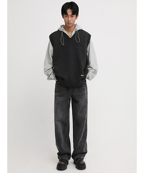 MASONPRINCE（メイソンプリンス）の「【MASONPRINCE】Oversized 5 color cotton knit vest BM2206（ニット/セーター・メンズ・ダークグレー/グレー/アイボリー/カーキ/ライトブルー・L/M/S）」の12枚目の写真