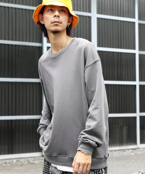 ８(eight)（エイト）の「引き揃えクルーネックスウェット（スウェット・メンズ・チャコールグレー/ブラック/ネイビー/オフホワイト/グリーン/ヘザーグレー/ブラック系その他/グレー系その他/グレイッシュベージュ/ホワイト系その他2/ブルー・MEDIUM/LARGE）」の6枚目の写真