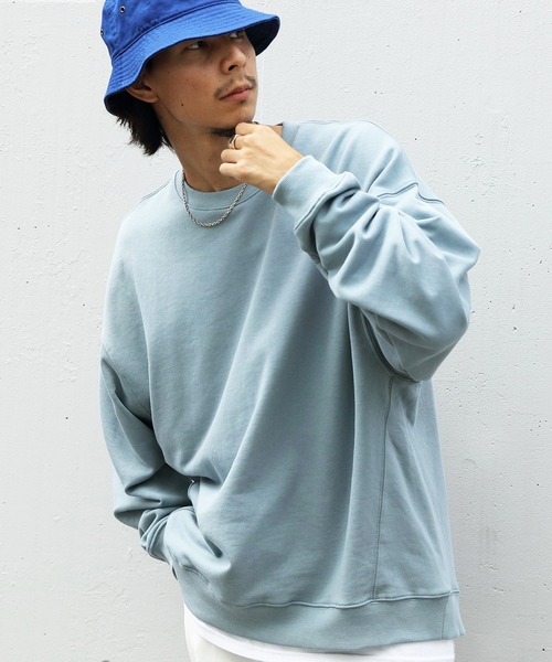 ８(eight)（エイト）の「引き揃えクルーネックスウェット（スウェット・メンズ・チャコールグレー/ブラック/ネイビー/オフホワイト/グリーン/ヘザーグレー/ブラック系その他/グレー系その他/グレイッシュベージュ/ホワイト系その他2/ブルー・MEDIUM/LARGE）」の11枚目の写真