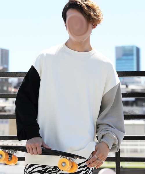 ８(eight)（エイト）の「引き揃えクルーネックスウェット（スウェット・メンズ・チャコールグレー/ブラック/ネイビー/オフホワイト/グリーン/ヘザーグレー/ブラック系その他/グレー系その他/グレイッシュベージュ/ホワイト系その他2/ブルー・MEDIUM/LARGE）」の3枚目の写真