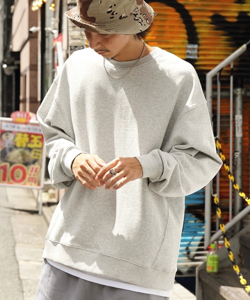 ８(eight)（エイト）の「引き揃えクルーネックスウェット（スウェット・メンズ・チャコールグレー/ブラック/ネイビー/オフホワイト/グリーン/ヘザーグレー/ブラック系その他/グレー系その他/グレイッシュベージュ/ホワイト系その他2/ブルー・MEDIUM/LARGE）」の7枚目の写真