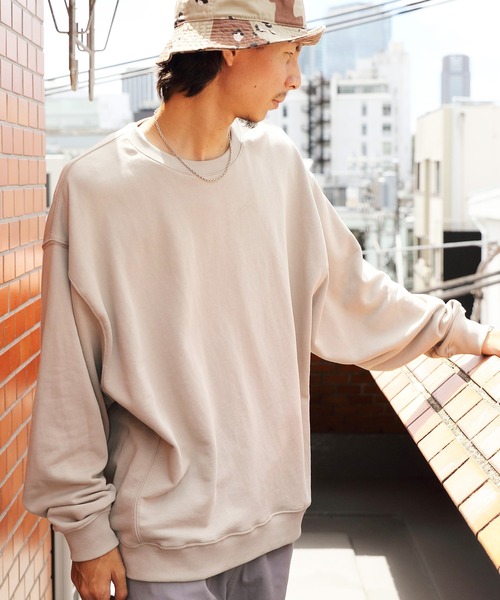 ８(eight)（エイト）の「引き揃えクルーネックスウェット（スウェット・メンズ・チャコールグレー/ブラック/ネイビー/オフホワイト/グリーン/ヘザーグレー/ブラック系その他/グレー系その他/グレイッシュベージュ/ホワイト系その他2/ブルー・MEDIUM/LARGE）」の19枚目の写真