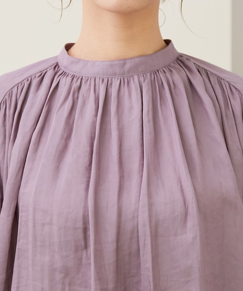 ROPE'（ロペ）の「カッセンサテンピンタックスリーブブラウス（シャツ/ブラウス・レディース・ホワイト/ブラウン系その他/ダークパープル・38）」の6枚目の写真