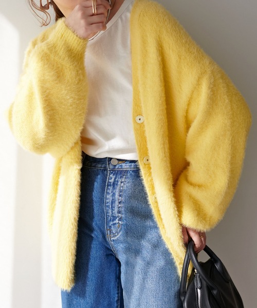 DISCOAT（ディスコート）の「シャギーカーディガン（カーディガン/ボレロ・レディース・パープル/グリーン/アイボリー/モカ/イエロー・FREE）」の5枚目の写真