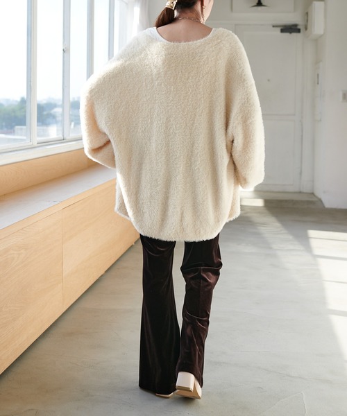 DISCOAT（ディスコート）の「シャギーカーディガン（カーディガン/ボレロ・レディース・パープル/グリーン/アイボリー/モカ/イエロー・FREE）」の9枚目の写真