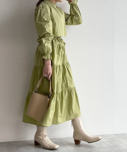 w closet(ダブルクローゼット)の「【新色追加】ティアードワンピース(ワンピース・レディース・チャコールグレー/ブラック/カーキ/オレンジ/グリーン系その他/モカ/オフホワイト/グリーン/ライトグリーン・FREE)」の7枚目の写真