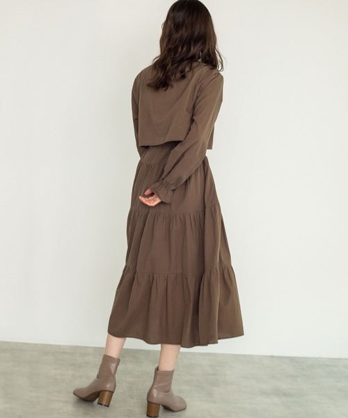 w closet(ダブルクローゼット)の「【新色追加】ティアードワンピース(ワンピース・レディース・チャコールグレー/ブラック/カーキ/オレンジ/グリーン系その他/モカ/オフホワイト/グリーン/ライトグリーン・FREE)」の12枚目の写真