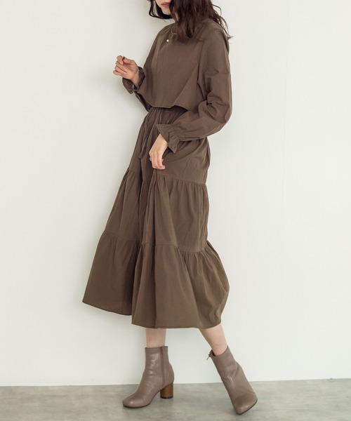 w closet(ダブルクローゼット)の「【新色追加】ティアードワンピース(ワンピース・レディース・チャコールグレー/ブラック/カーキ/オレンジ/グリーン系その他/モカ/オフホワイト/グリーン/ライトグリーン・FREE)」の15枚目の写真