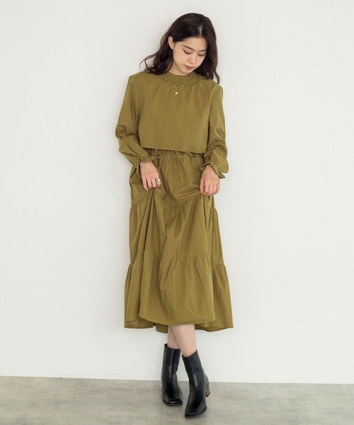 w closet(ダブルクローゼット)の「【新色追加】ティアードワンピース(ワンピース・レディース・チャコールグレー/ブラック/カーキ/オレンジ/グリーン系その他/モカ/オフホワイト/グリーン/ライトグリーン・FREE)」の19枚目の写真