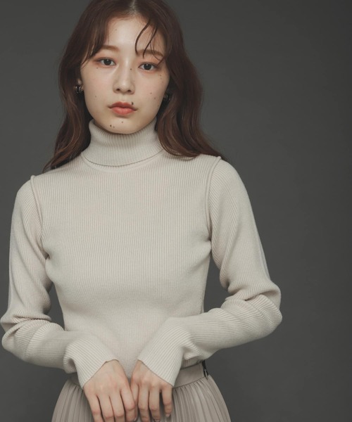 SENSE OF PLACE by URBAN RESEARCH(センスオブプレイスバイアーバンリサーチ)の「ストレッチリブタートルネックセーター(ニット/セーター・レディース・ブラック/ブラウン/ピンク/アイボリー・ONE)」の7枚目の写真