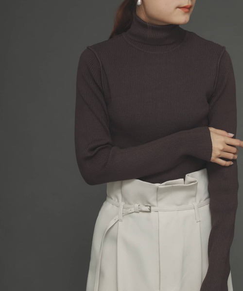 SENSE OF PLACE by URBAN RESEARCH(センスオブプレイスバイアーバンリサーチ)の「ストレッチリブタートルネックセーター(ニット/セーター・レディース・ブラック/ブラウン/ピンク/アイボリー・ONE)」の16枚目の写真