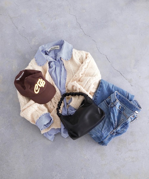 EFOLE（エフォル）の「ギャザーハンドル バッグ（ハンドバッグ・レディース・ブラック/オフホワイト・FREE）」の5枚目の写真