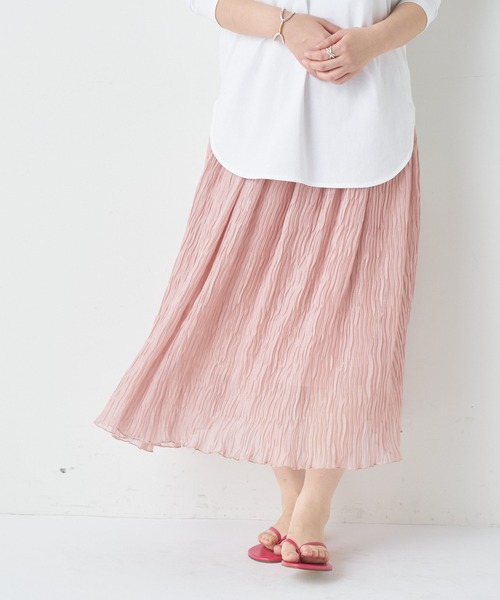 BONbazaar（ボンバザール）の「ランダムプリーツスカート（スカート・レディース・サックスブルー/サーモンピンク・FREE）」の2枚目の写真
