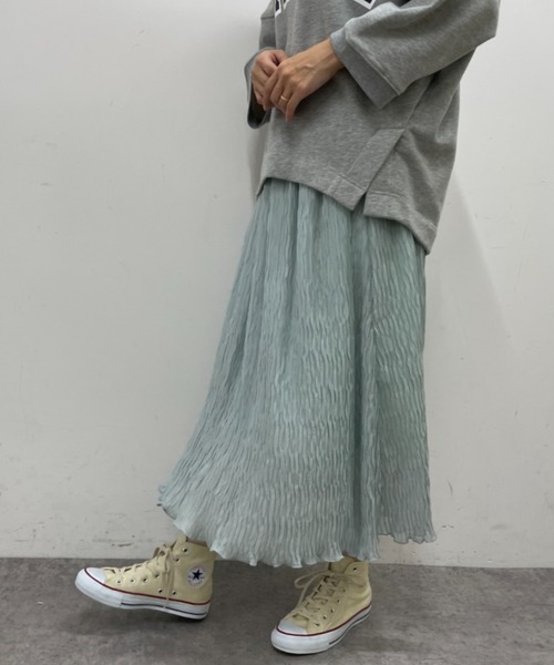 BONbazaar（ボンバザール）の「ランダムプリーツスカート（スカート・レディース・サックスブルー/サーモンピンク・FREE）」の9枚目の写真
