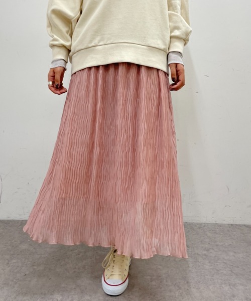 BONbazaar（ボンバザール）の「ランダムプリーツスカート（スカート・レディース・サックスブルー/サーモンピンク・FREE）」の14枚目の写真