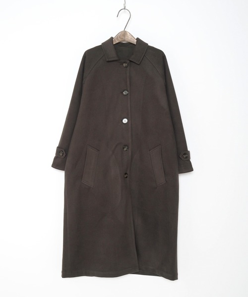 Crisp（クリスプ）の「ロングバルカラーコート（ステンカラーコート・レディース・ダークブラウン/ベージュ・FREE）」の3枚目の写真