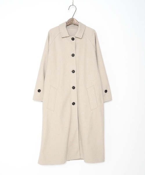 Crisp（クリスプ）の「ロングバルカラーコート（ステンカラーコート・レディース・ダークブラウン/ベージュ・FREE）」の4枚目の写真