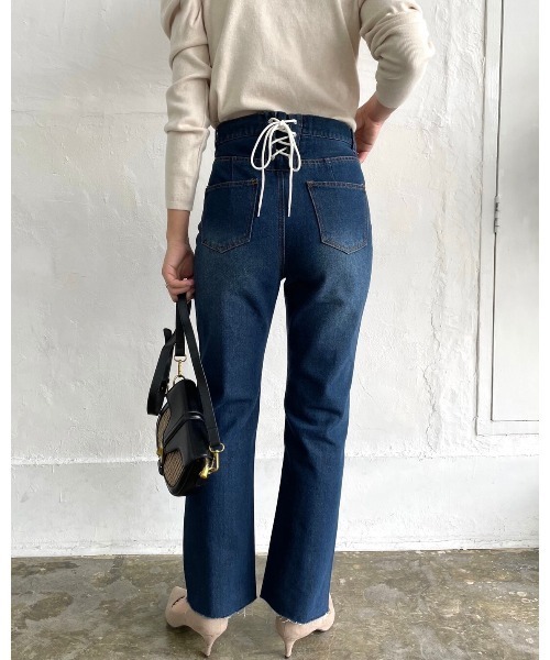 セール 低身長さんokカットオフバックレースアップセンターシームデニムパンツ デニムパンツ Dais Y デイジー のファッション通販 Zozotown