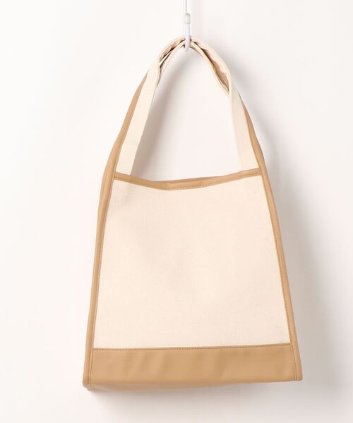 KOBE LETTUCE（コウベレタス）の「パイピングキャンバスバッグ[B1457]（ハンドバッグ・レディース・ネイビー/モカ/ホワイト系その他・FREE）」の2枚目の写真