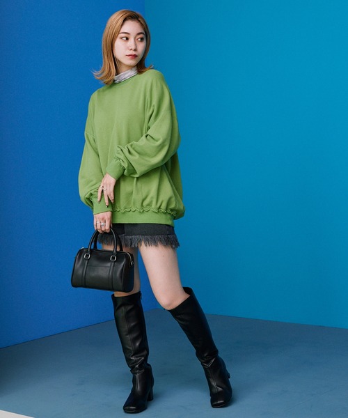 byYOUANCE（バイユアンス）の「アウトリンキングカラースウェット（スウェット・レディース・ブルー/オレンジ/パープル/グリーン/ピンク/グリーン系その他・FREE）」の7枚目の写真