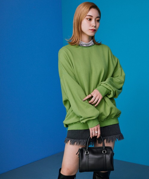 byYOUANCE（バイユアンス）の「アウトリンキングカラースウェット（スウェット・レディース・ブルー/オレンジ/パープル/グリーン/ピンク/グリーン系その他・FREE）」の9枚目の写真