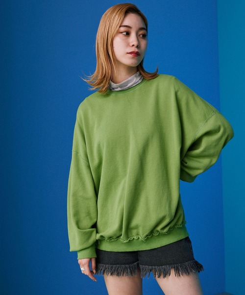 byYOUANCE（バイユアンス）の「アウトリンキングカラースウェット（スウェット・レディース・ブルー/オレンジ/パープル/グリーン/ピンク/グリーン系その他・FREE）」の10枚目の写真