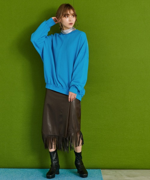 byYOUANCE（バイユアンス）の「アウトリンキングカラースウェット（スウェット・レディース・ブルー/オレンジ/パープル/グリーン/ピンク/グリーン系その他・FREE）」の13枚目の写真