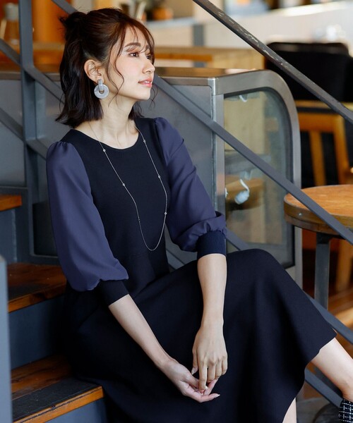 Tiaclasse(ティアクラッセ)の「【洗える】大人可愛い異素材パフ袖ワンピース(ワンピース・レディース・ベージュ/ネイビー/グレー/ライム/モカ・11号/9号/7号)」の22枚目の写真
