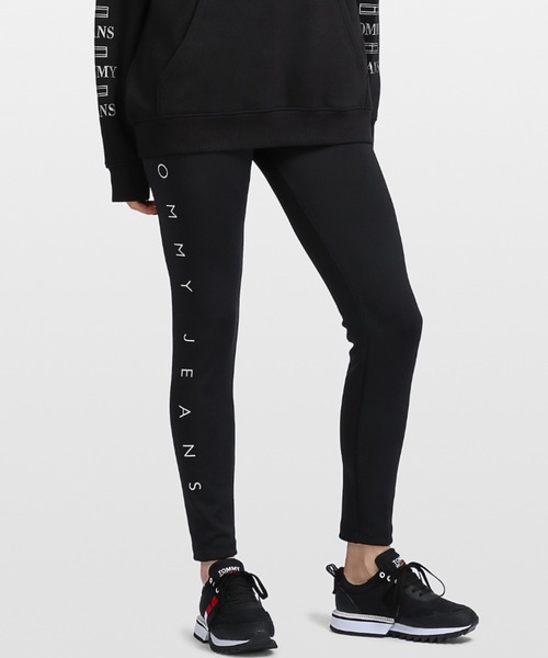 【新品】トミー ジーンズ ロゴ レギンス ブラック 赤ロゴ S tommy jeans（トミー ジーンズ）の「Tommy Jeans Legging with