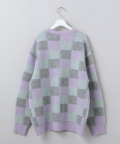 6(ROKU)◆PILE BLOCK KNIT CARDIGAN 6(ロク)の「<6(ROKU)>PILE BLOCK KNIT CARDIGAN