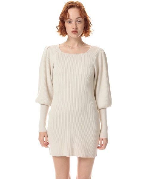 SLY（スライ）の「SQUARE NECK PUFF SLEEVE M/OP スクエアネックパフスリーブミニ ワンピース（ワンピース・レディース・アイボリー/ブラック/ブラウン/ライトパープル・1/2）」の8枚目の写真