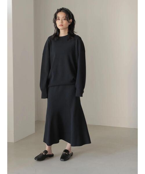 AMERICAN HOLIC(アメリカンホリック)の「SET コクーンニットプルオーバー+フレアスカート(ニット/セーター・レディース・ライトグレー/ダークネイビー・M/L)」の6枚目の写真