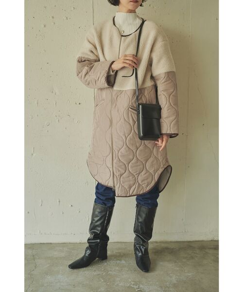 Kari & lili（カウリアンドリィリィ）の「ボアコンビキルトコート（ノーカラーコート・レディース・ブラック/ベージュ・FREE）」の21枚目の写真