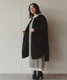 Kari & lili | ボアコンビキルトコート(ノーカラーコート)