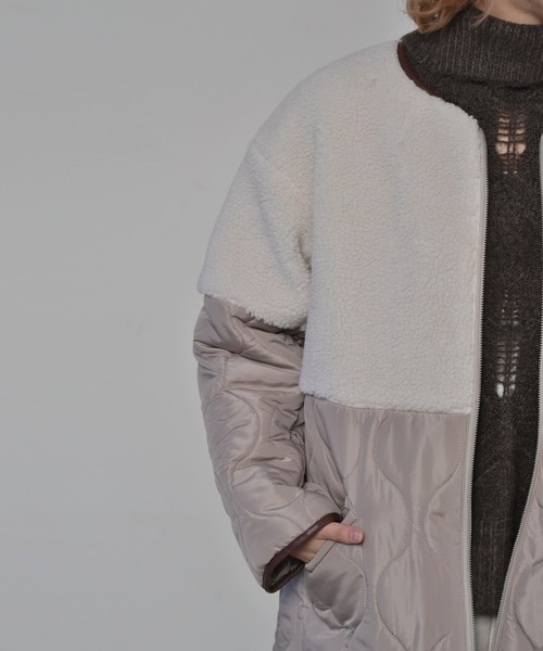 Kari & lili（カウリアンドリィリィ）の「ボアコンビキルトコート（ノーカラーコート・レディース・ブラック/ベージュ・FREE）」の19枚目の写真